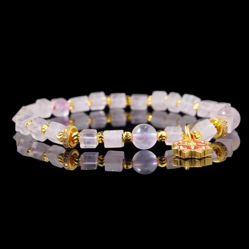 Groxiara Rose Quartz & Hematite Cube Bracelet – For Love & Emotional Balance