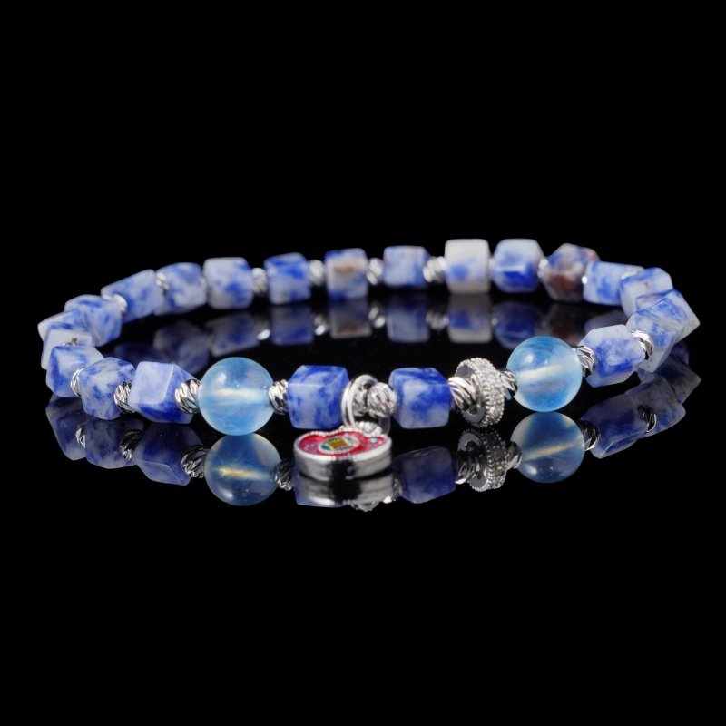 Groxiara Lapis Lazuli & Hematite Cube Bracelet – For Inner Peace & Mental Clarity