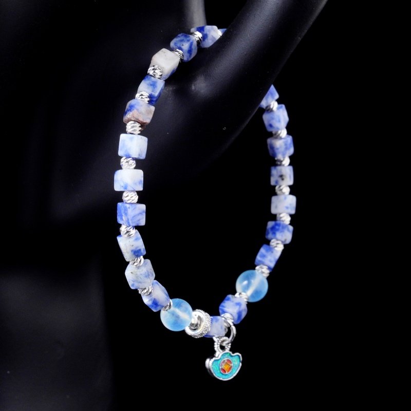 Groxiara Lapis Lazuli & Hematite Cube Bracelet – For Inner Peace & Mental Clarity