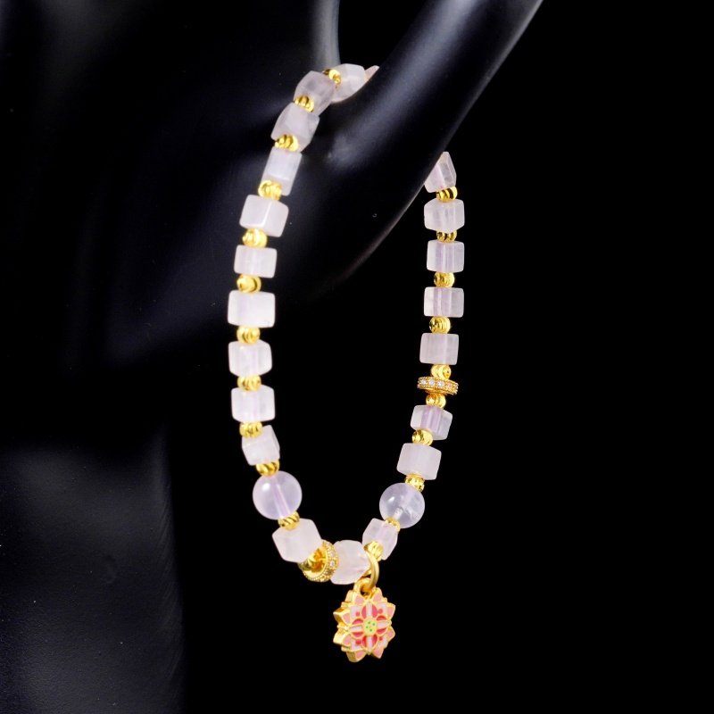 Groxiara Rose Quartz & Hematite Cube Bracelet – For Love & Emotional Balance