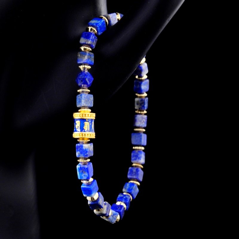 Groxiara Lapis Lazuli & Hematite Cube Bracelet – For Wisdom, Focus & Spiritual Clarity