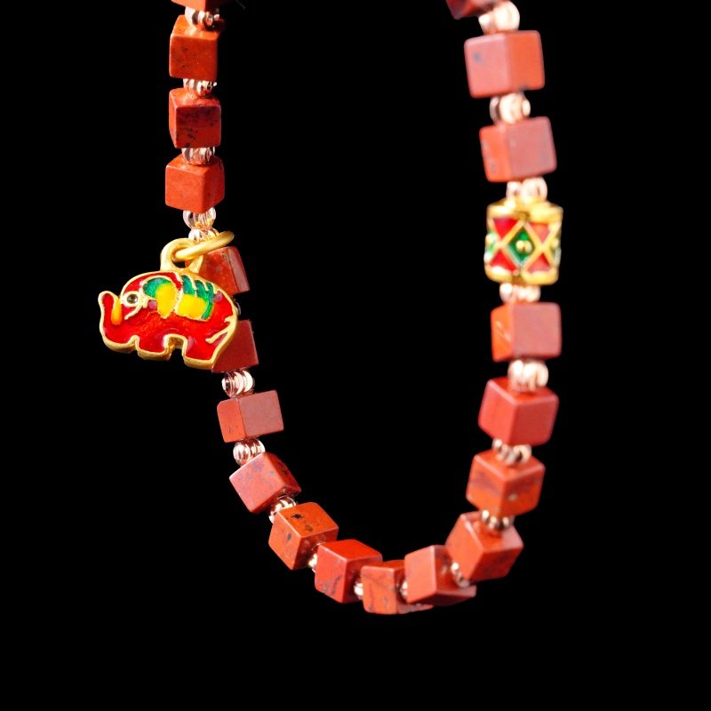 Groxiara African Red Agate & Hematite Cube Bracelet – For Passion & Vitality