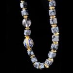 Groxiara Snowflake Obsidian & Black Rutilated Quartz Bracelet – Blue Enamel Gold Accent