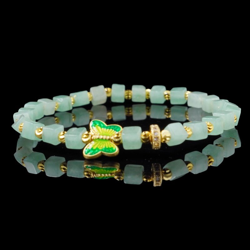 Groxiara Green Aventurine Healing Stone Hematite Cube Quartz Bracelet – Balance, Vitality & Clarity