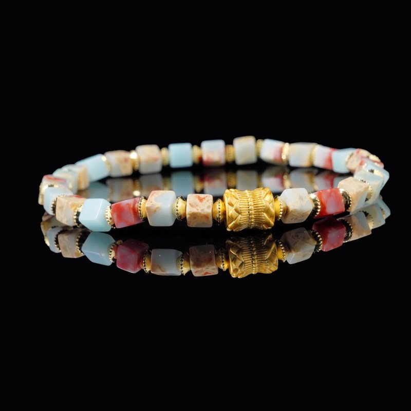 Groxiara Crazy Agate & Hematite Cube Bracelet – For Auspicious Energy & Inner Strength