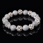 Hand-Carved Ox Bone Bracelet – Snowflake Obsidian for Protection & Emotional Balance