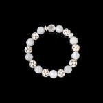 Hand-Carved Ox Bone Bracelet – Snowflake Obsidian for Protection & Emotional Balance