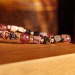Groxiara Rhodonite & Hematite Cube Bracelet – For Emotional Healing & Feminine Strength
