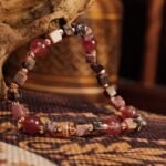 Groxiara Rhodonite & Hematite Cube Bracelet – For Emotional Healing & Feminine Strength