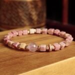 Pink Cube Gemstone Bracelet with Rose Quartz – Love & Positivity Jewelry