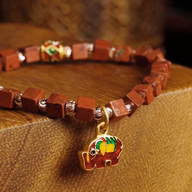 Groxiara African Red Agate & Hematite Cube Bracelet – For Passion & Vitality