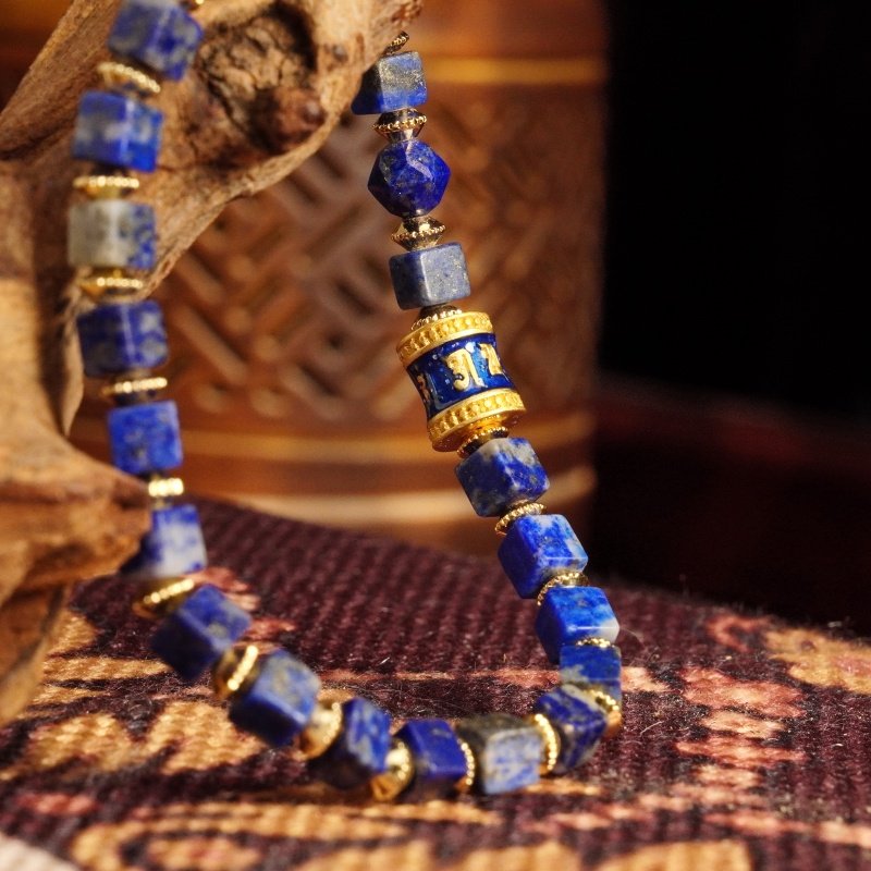 Groxiara Lapis Lazuli & Hematite Cube Bracelet – For Wisdom, Focus & Spiritual Clarity
