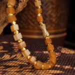 Orange Gemstone Cube Bracelet – Gold Pave Accent & Energy Jewelry