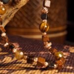 Groxiara Cube Bracelet – Hematite & Golden Baroque Pearl for Grounding & Elegance