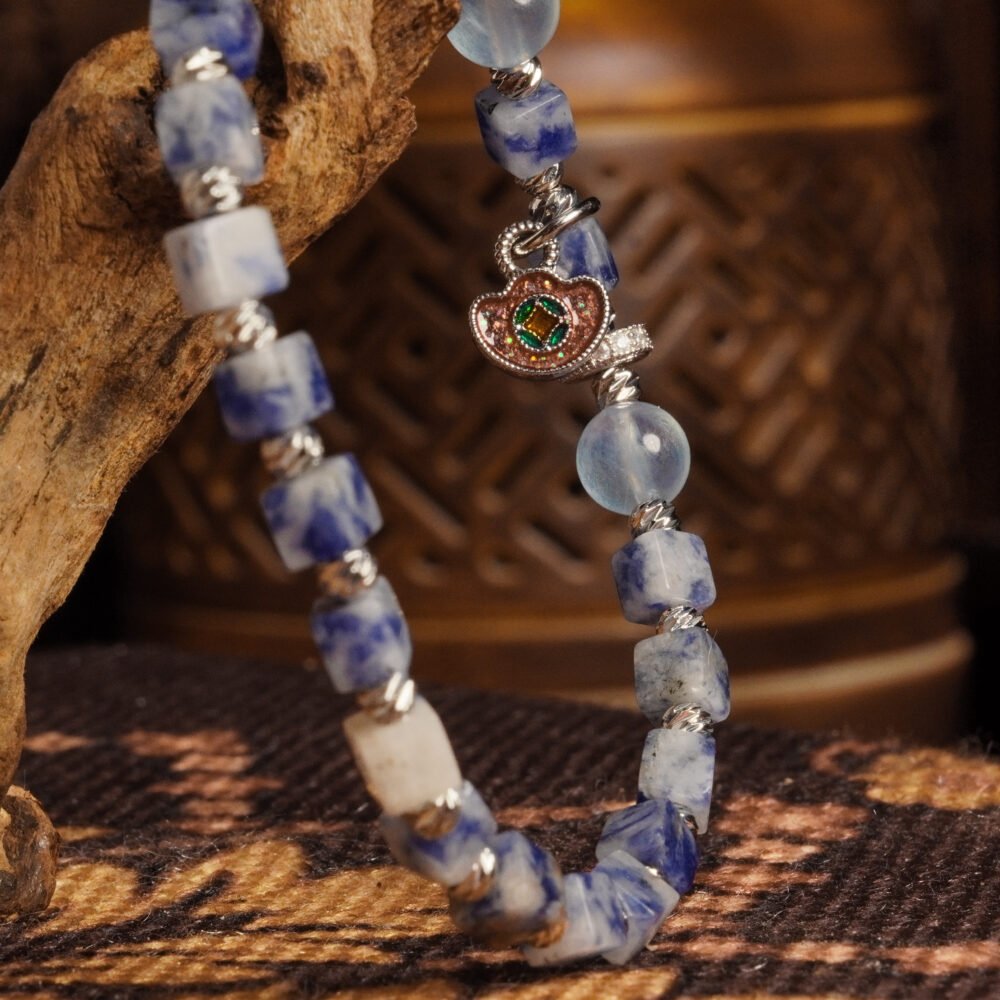 Groxiara Lapis Lazuli & Hematite Cube Bracelet – For Inner Peace & Mental Clarity