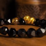 Natural Black Obsidian Buddha Bracelet – Chinese Zodiac Snake Year Protection & Healing Energy