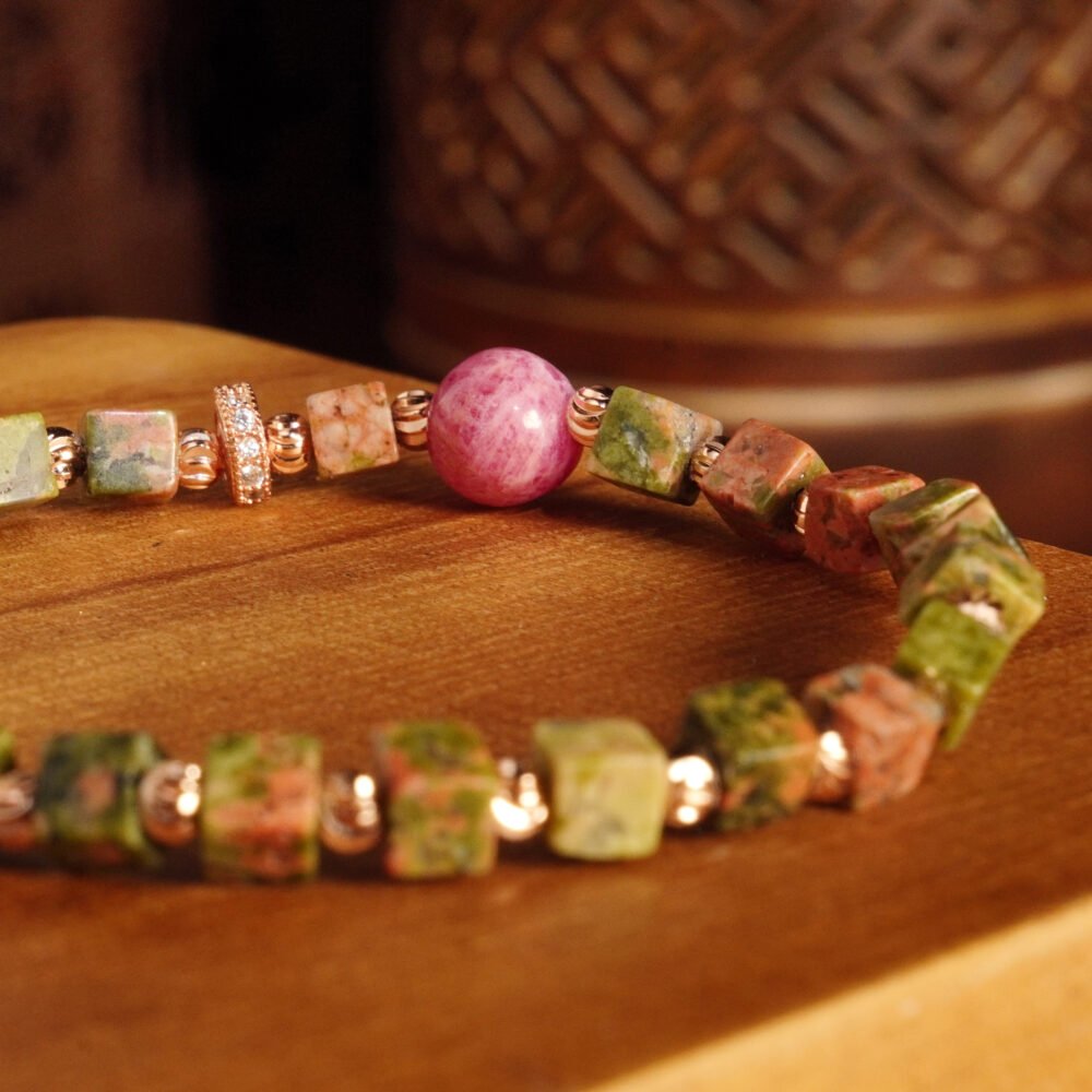 Groxiara Green  Aventurine & Strawberry Quartz Bracelet – For Love, Growth & Emotional Balance