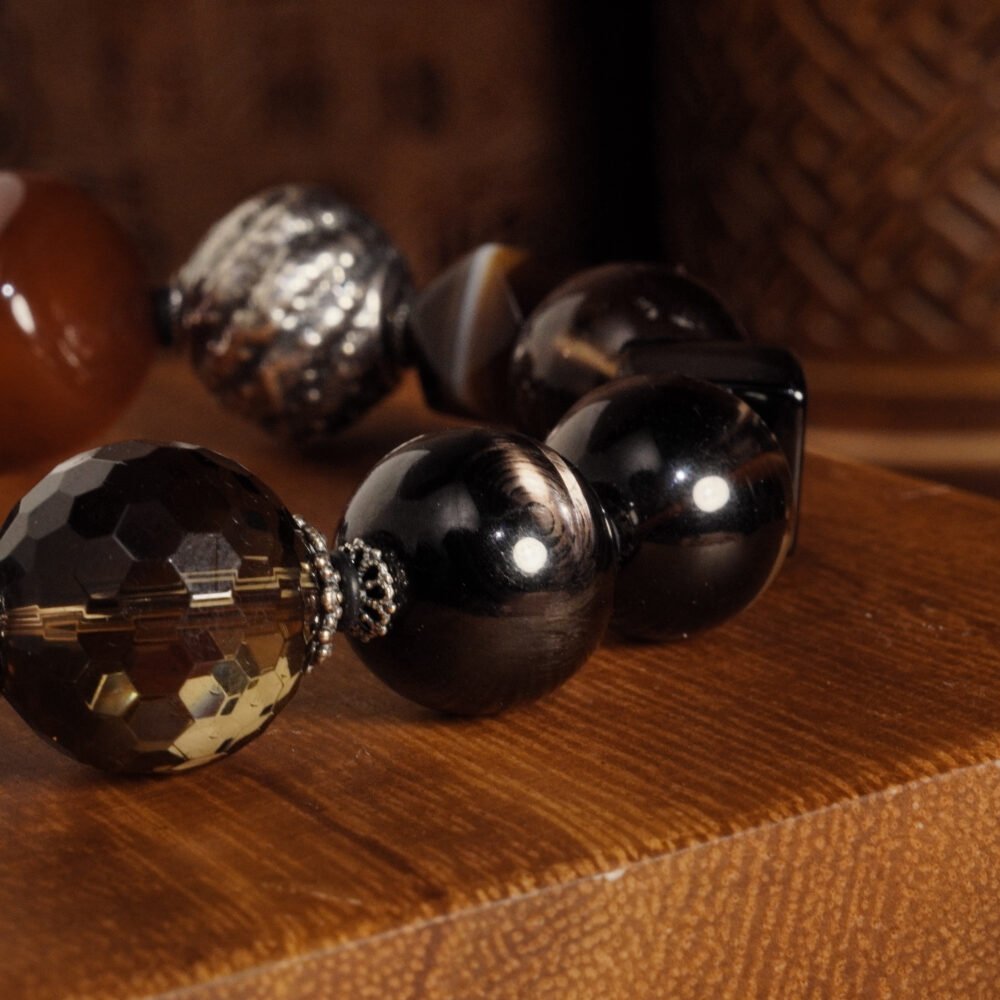 Smoky Quartz & Black Agate Healing Bracelet – High-Quality Natural Stones for Protection & Balance