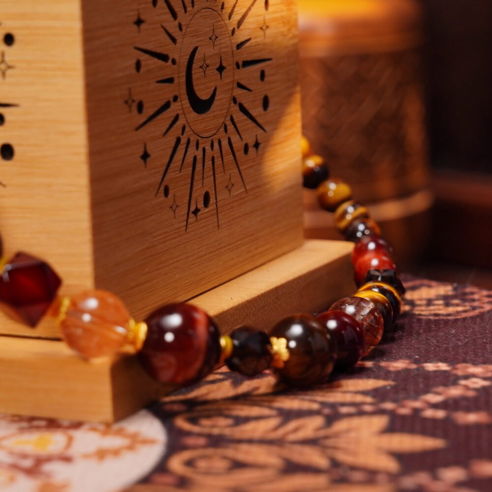 Groxiara Warrior’s Spirit Crystal Necklace – Tiger Eye, Smoky Quartz & Silver for Strength, Focus & Grounding