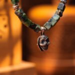 Groxiara Shmashana Awakening Necklace – African Turquoise Quartz & Sterling Silver Chitipati Totem for Transformation & Protection