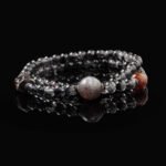 Groxiara Shadow Core Titanium Quartz Necklace – Black Gold Skeletal, Black Rutilated & Purple Aura Crystals for Power & Awakening