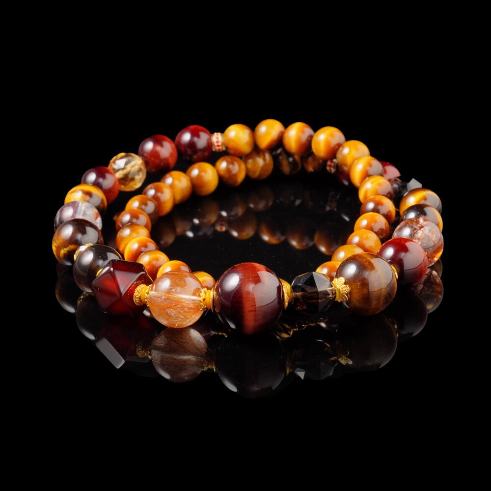 Groxiara Warrior’s Spirit Crystal Necklace – Tiger Eye, Smoky Quartz & Silver for Strength, Focus & Grounding