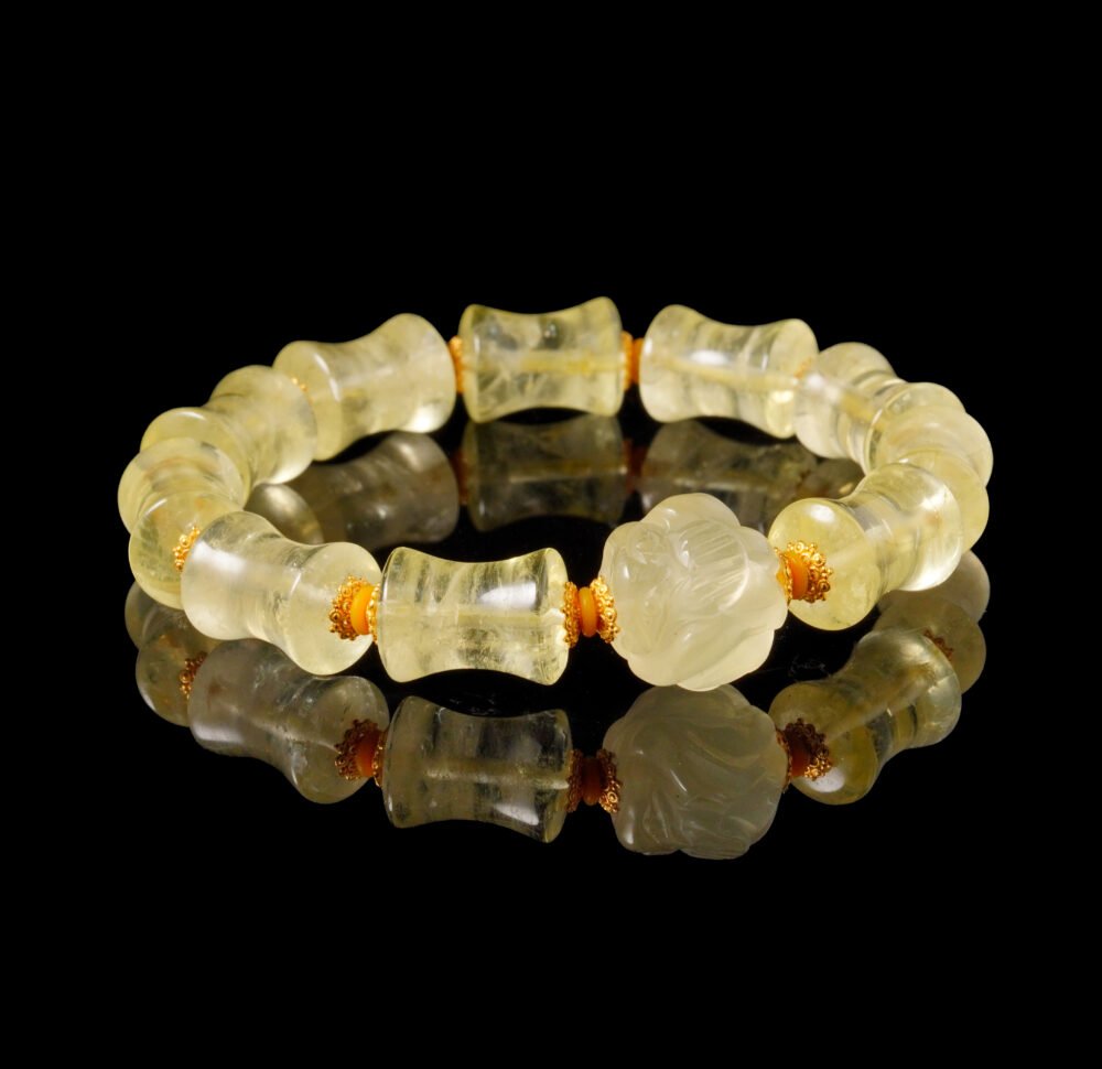 Groxiara Bamboo Citrine & Fox Talisman Bracelet – 925 Sterling Silver for Wealth, Charm & Clarity