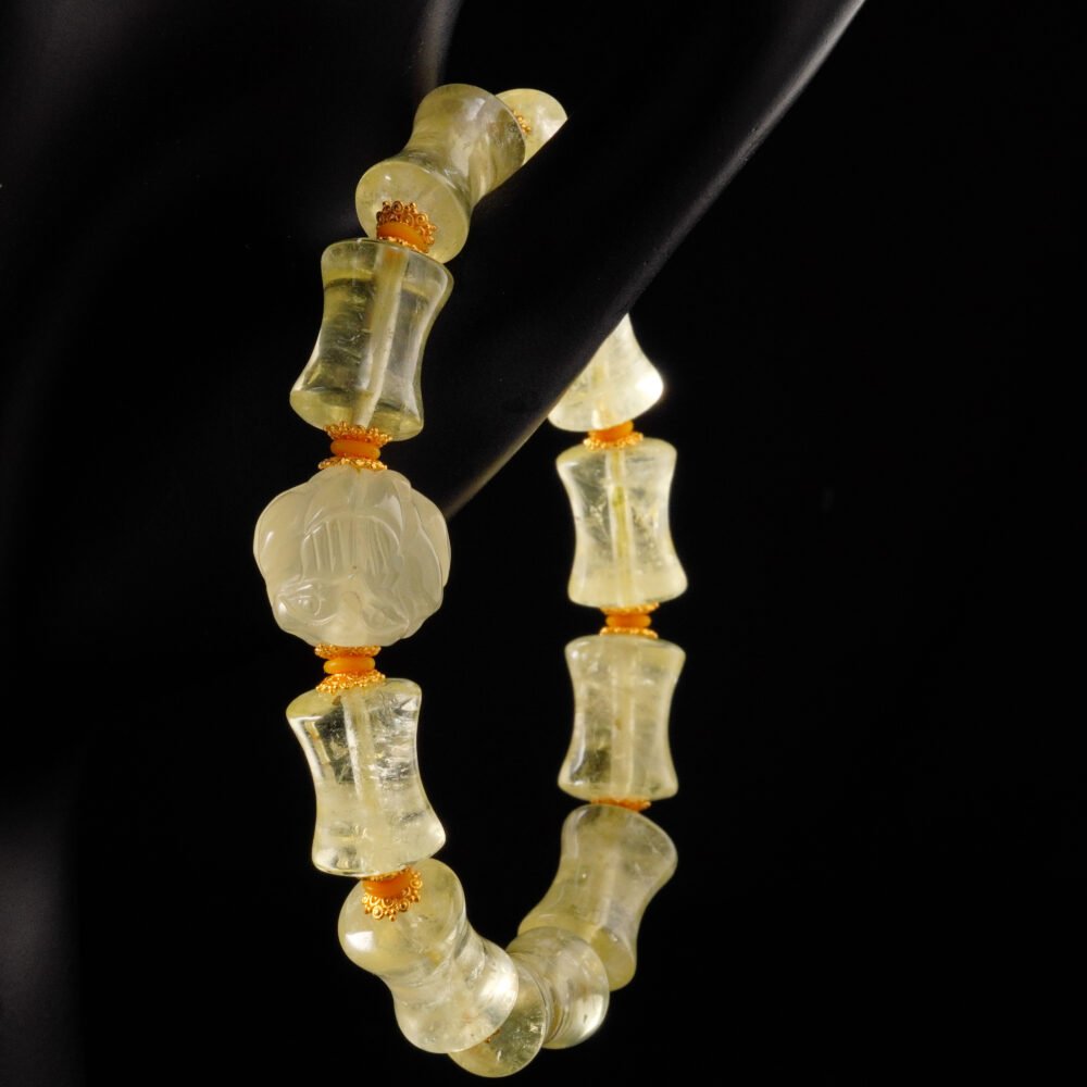 Groxiara Bamboo Citrine & Fox Talisman Bracelet – 925 Sterling Silver for Wealth, Charm & Clarity