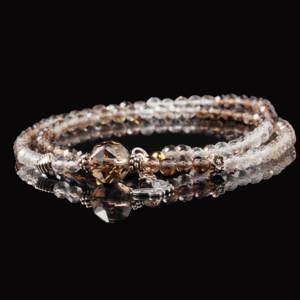 Groxiara Balance Light Necklace – Smoky Quartz & Clear Quartz with Sterling Silver for Grounding & Clarity