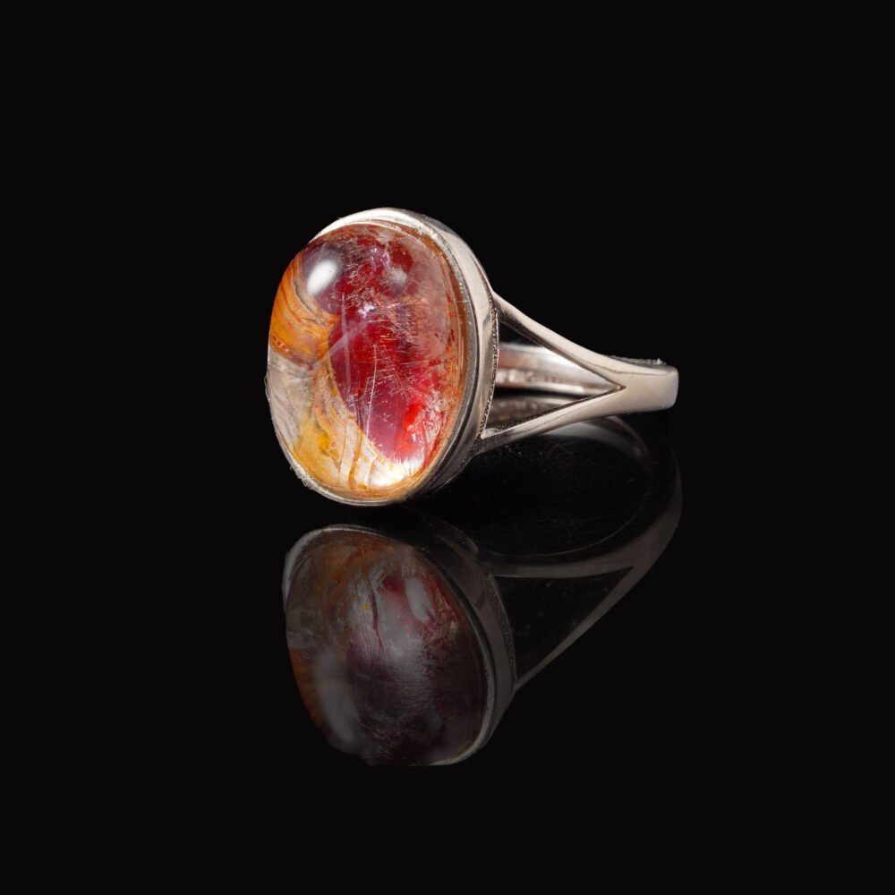 Groxiara Red Flower Quartz Copper Ring – Emotional Healing & Inner Fire Crystal Jewelry