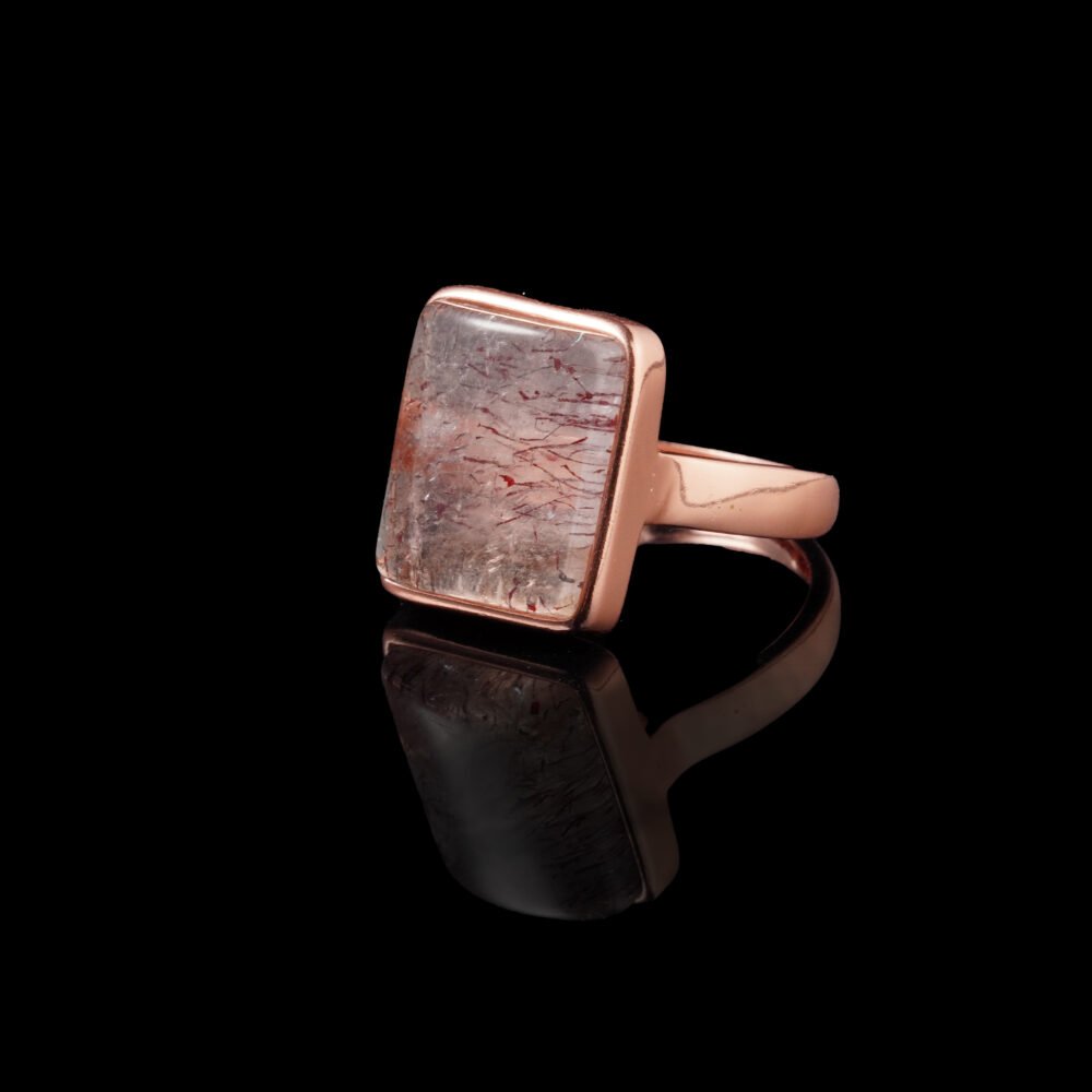 Groxiara Black Rutilated Quartz Copper Ring – Energy Shield for Strength, Focus & Spiritual Clarity