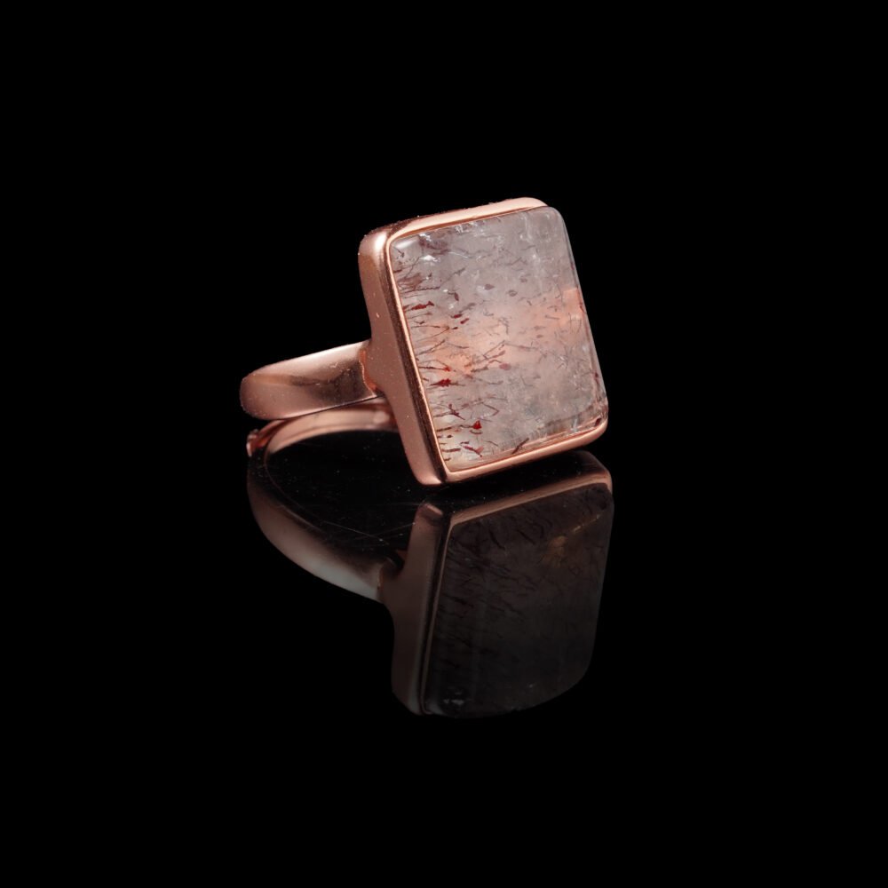 Groxiara Black Rutilated Quartz Copper Ring – Energy Shield for Strength, Focus & Spiritual Clarity