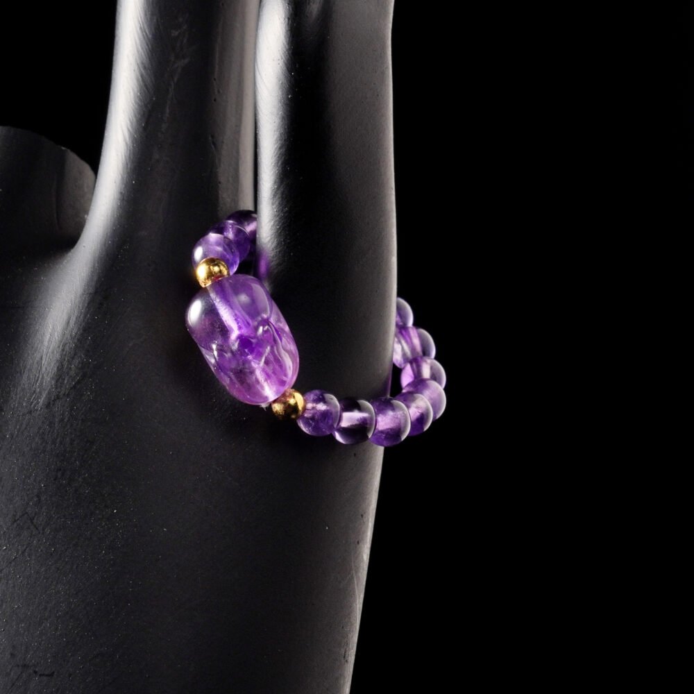 Groxiara Amethyst Pixiu Ring – Carved Crystal Wealth Guardian Ring for Prosperity & Protection
