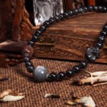 Groxiara Shadow Core Titanium Quartz Necklace – Black Gold Skeletal, Black Rutilated & Purple Aura Crystals for Power & Awakening