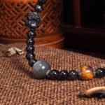 Groxiara Shadow Core Titanium Quartz Necklace – Black Gold Skeletal, Black Rutilated & Purple Aura Crystals for Power & Awakening