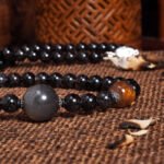 Groxiara Shadow Core Titanium Quartz Necklace – Black Gold Skeletal, Black Rutilated & Purple Aura Crystals for Power & Awakening