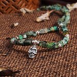 Groxiara Shmashana Awakening Necklace – African Turquoise Quartz & Sterling Silver Chitipati Totem for Transformation & Protection