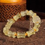 Groxiara Bamboo Citrine & Fox Talisman Bracelet – 925 Sterling Silver for Wealth, Charm & Clarity