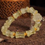 Groxiara Bamboo Citrine & Fox Talisman Bracelet – 925 Sterling Silver for Wealth, Charm & Clarity