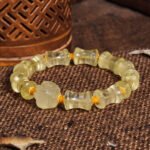 Groxiara Bamboo Citrine & Fox Talisman Bracelet – 925 Sterling Silver for Wealth, Charm & Clarity