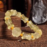 Groxiara Bamboo Citrine & Fox Talisman Bracelet – 925 Sterling Silver for Wealth, Charm & Clarity