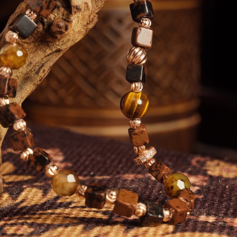 Groxiara Cube Bracelet – Hematite & Golden Baroque Pearl for Grounding & Elegance