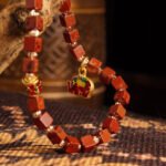 Groxiara African Red Agate & Hematite Cube Bracelet – For Passion & Vitality