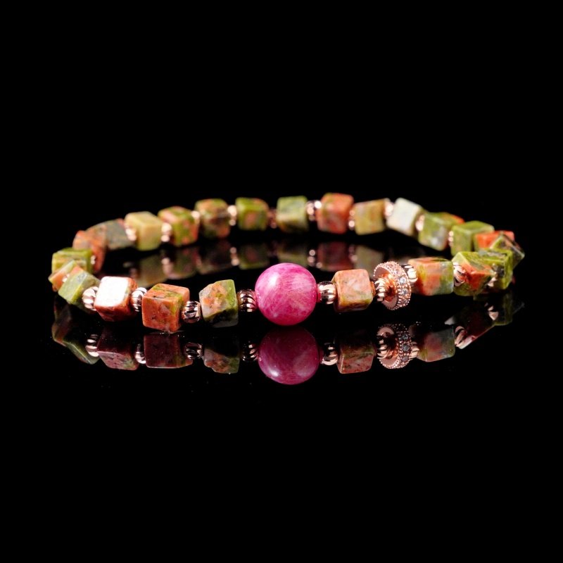 Groxiara Green  Aventurine & Strawberry Quartz Bracelet – For Love, Growth & Emotional Balance