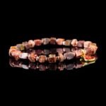 Groxiara Red Leopard Skin Jasper, Hematite & Quartz Cube Bracelet – For Strength & Courage