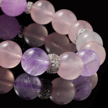 Rose Quartz & Amethyst Buddha Bracelet – Spiritual Love & Healing with Natural Stones