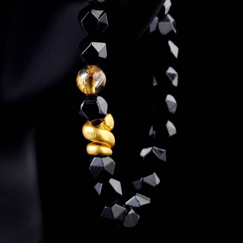 Natural Black Obsidian Buddha Bracelet – Chinese Zodiac Snake Year Protection & Healing Energy