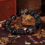 Black Onyx & Rutilated Quartz Totem Bracelet – Garuda Power & Shadow Protection