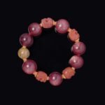 Strawberry Quartz & Golden Rutilated Skull Bracelet – Love, Wealth & Protection