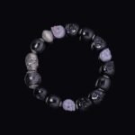 Shadow Skull & Rutilated Quartz Bracelet – Protection, Balance & Inner Strength